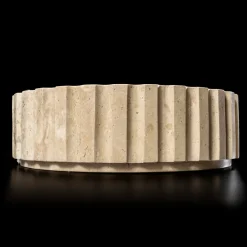 Viadurini Bathroom Steinwaschbecken-Rundes Aufsatzwaschbecken aus Travertinmarmor – Cattleya