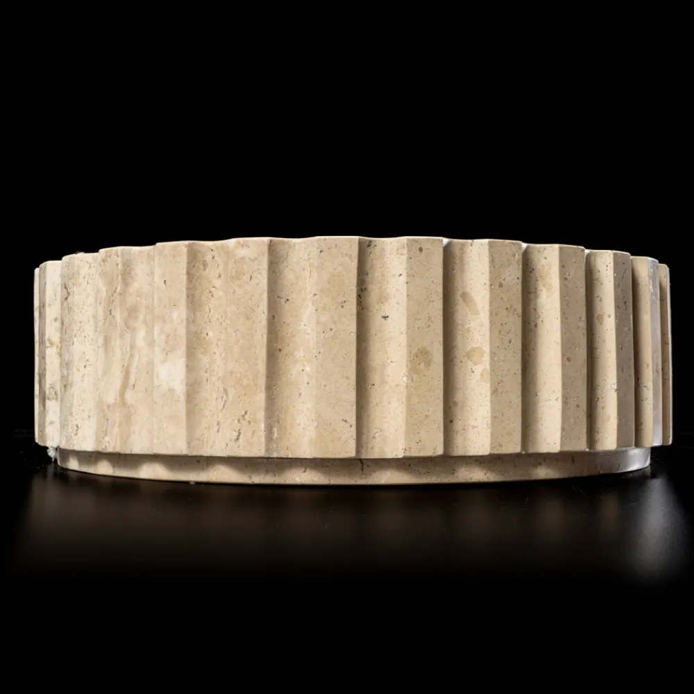 Viadurini Bathroom Steinwaschbecken-Rundes Aufsatzwaschbecken aus Travertinmarmor – Cattleya