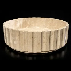 Viadurini Bathroom Steinwaschbecken-Rundes Aufsatzwaschbecken aus Travertinmarmor – Cattleya