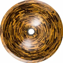 Viadurini Bathroom Steinwaschbecken-Rundes Aufsatzwaschbecken aus Tigerauge Stein Pollon Design