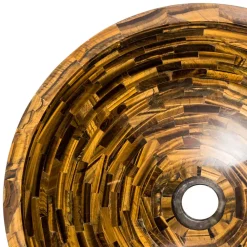 Viadurini Bathroom Steinwaschbecken-Rundes Aufsatzwaschbecken aus Tigerauge Stein Pollon Design