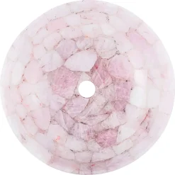 Viadurini Bathroom Steinwaschbecken-Rundes Aufsatzwaschbecken aus rosa Quarz Paloma Design, handgemacht