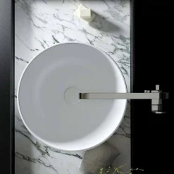 Viadurini Bathroom Design Waschbecken Aus Solid Surface-Rundes Aufsatzwaschbecken made in Italy, Donnas