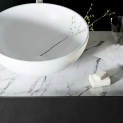 Viadurini Bathroom Design Waschbecken Aus Solid Surface-Rundes Aufsatzwaschbecken made in Italy, Donnas