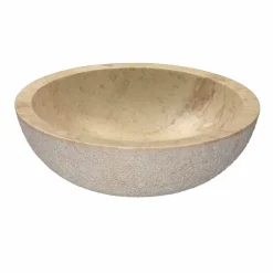 Viadurini Bathroom Steinwaschbecken-Rundes Aufsatzwaschbecken aus beigen Naturstein Pai Modell