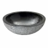 Viadurini Bathroom Steinwaschbecken-Rundes Aufsatzwaschbecken aus schwarzen Naturstein Pai Modell