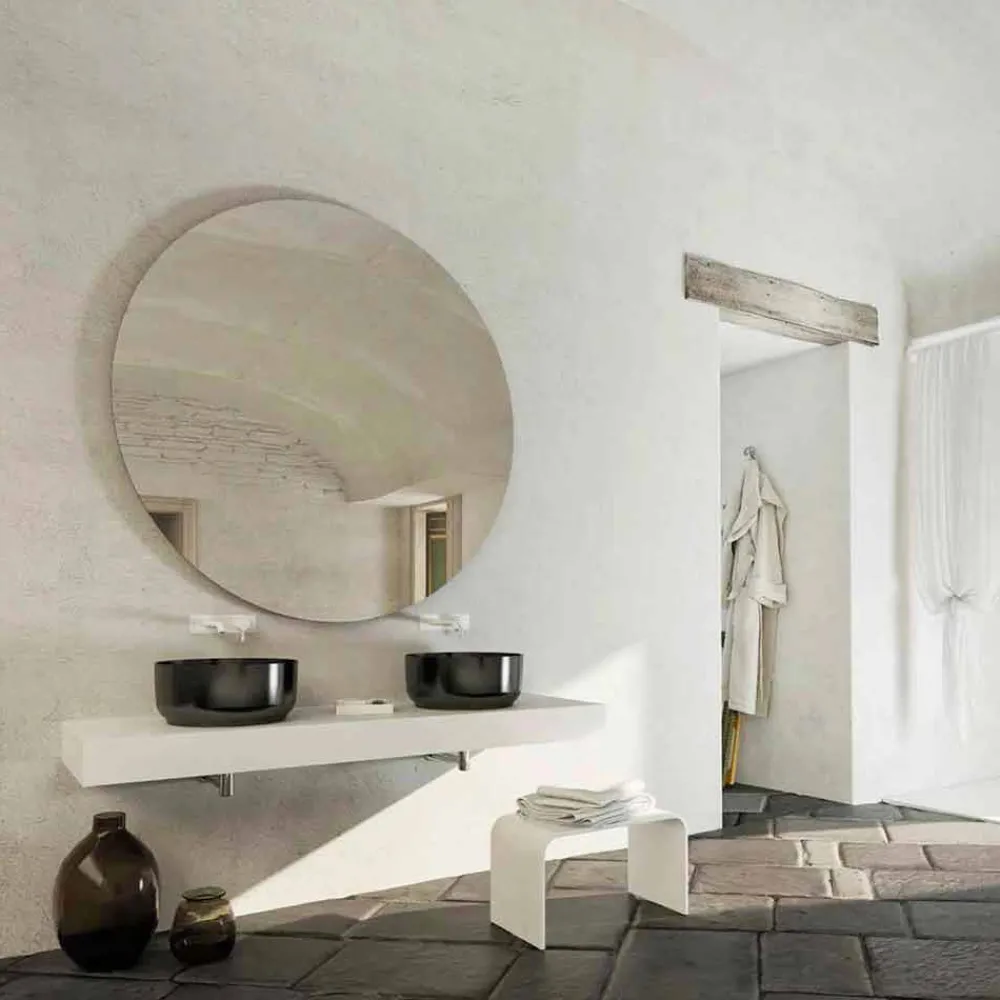 Viadurini Bathroom Design Waschbecken Aus Solid Surface-Rundes Aufsatzwaschbecken Dalmine,mit modernem Design, made in Italy