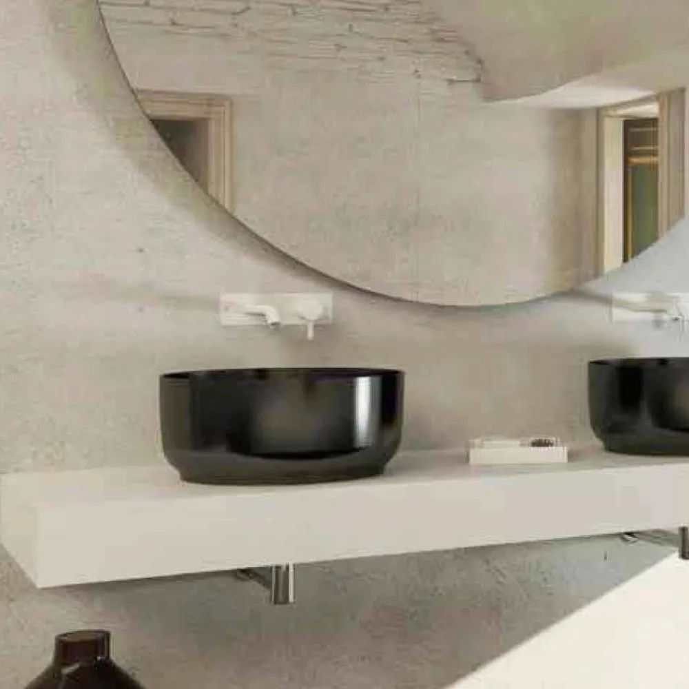 Viadurini Bathroom Design Waschbecken Aus Solid Surface-Rundes Aufsatzwaschbecken Dalmine,mit modernem Design, made in Italy