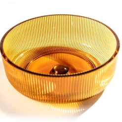 Viadurini Bathroom Waschbecken Glas-Rundes Aufsatzwaschbecken aus venezianischem Plissè-Glas, hergestellt in Italien – Zirkon