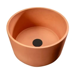 Viadurini Bathroom Beton Waschbecken-Rundes Aufsatzwaschbecken aus Mali-Orange-Terrazzo – Azalee