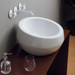 Viadurini Bathroom Keramikwaschbecken-Rundes Aufsatzwaschbecken aus Keramik, Design made in Italy Elisa