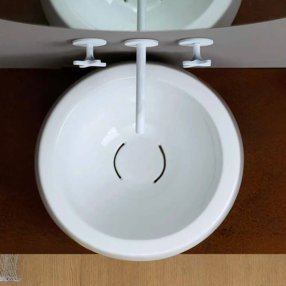 Viadurini Bathroom Keramikwaschbecken-Rundes Aufsatzwaschbecken aus Keramik, Design made in Italy Elisa