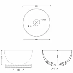 Viadurini Bathroom Farbige Waschbecken-Rundes Aufsatzwaschbecken aus Keramik, modernes Design Star Round 40 cm