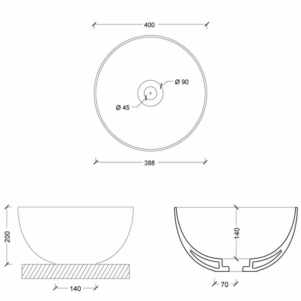 Viadurini Bathroom Farbige Waschbecken-Rundes Aufsatzwaschbecken aus Keramik, modernes Design Star Round 40 cm