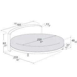 Viadurini Night Design Rundbetten-Rundes Design Doppelbett mit Stoffbezug, Made in Italy - Rello