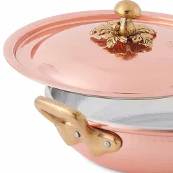 Viadurini Kitchen Kochgeschirr-Rundes Design Verzinnte Kupferpfanne mit Deckel 20 cm - Mariastella