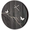 Viadurini Time Design Wanduhren-Rundes Design Wanduhr aus lasergraviertem Holz und 3D-Schmetterlingen - Farfo