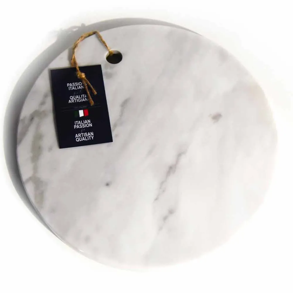 Viadurini Kitchen Küchenzubehör-Rundes Design Weiß Carrara Marmor Schneidebrett Made in Italy - Mascha