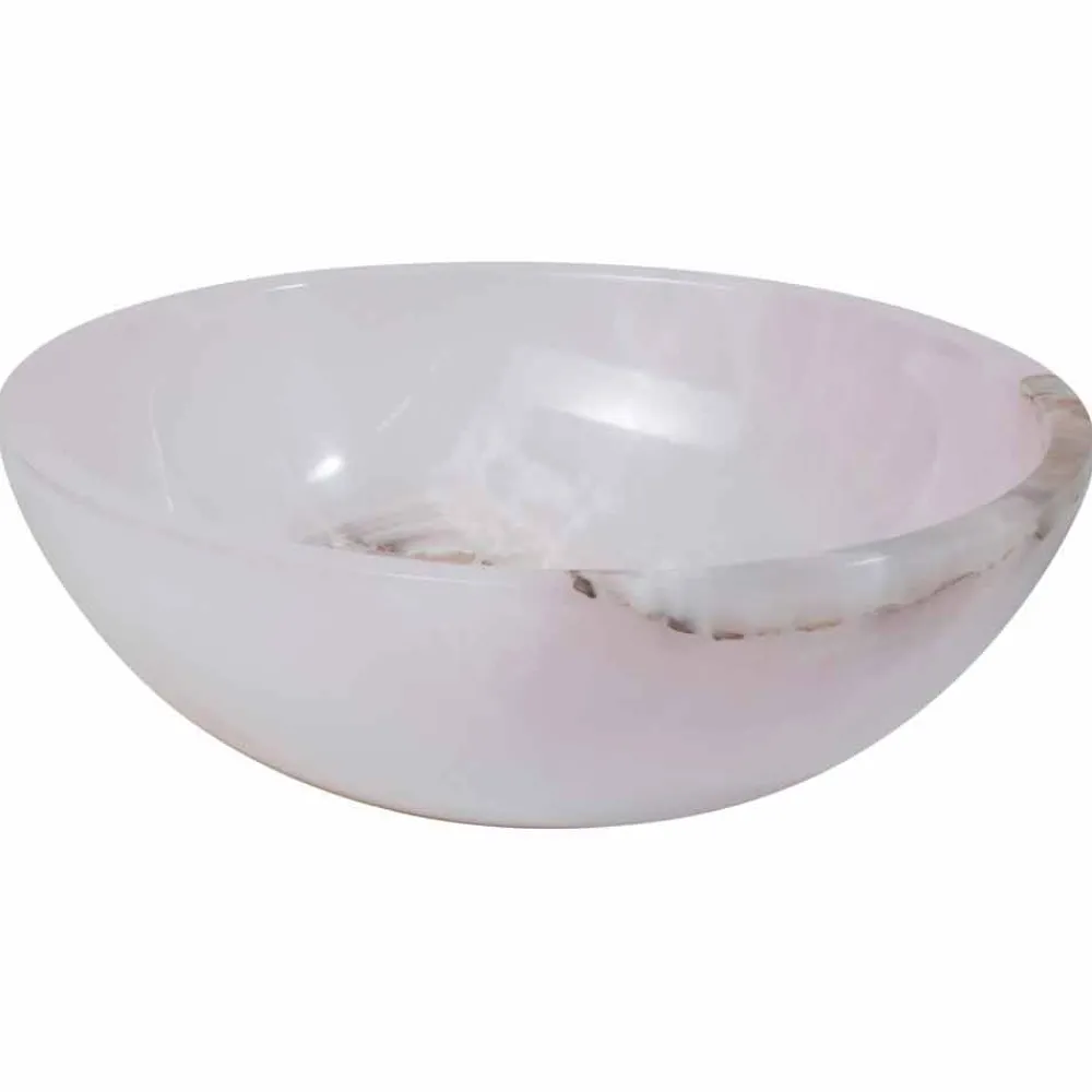 Viadurini Bathroom Steinwaschbecken-Rundes Design-Aufsatzwaschbecken aus rosa Onyx Atreo, Einzelstück