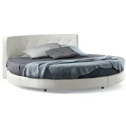 Viadurini Night Design Maßgeschneiderte Möbel|Rundbetten-Rundes Design-Doppelbett mit Kunstleder bezogen - Faenza