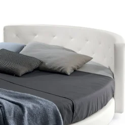 Viadurini Night Design Maßgeschneiderte Möbel|Rundbetten-Rundes Design-Doppelbett mit Kunstleder bezogen - Faenza