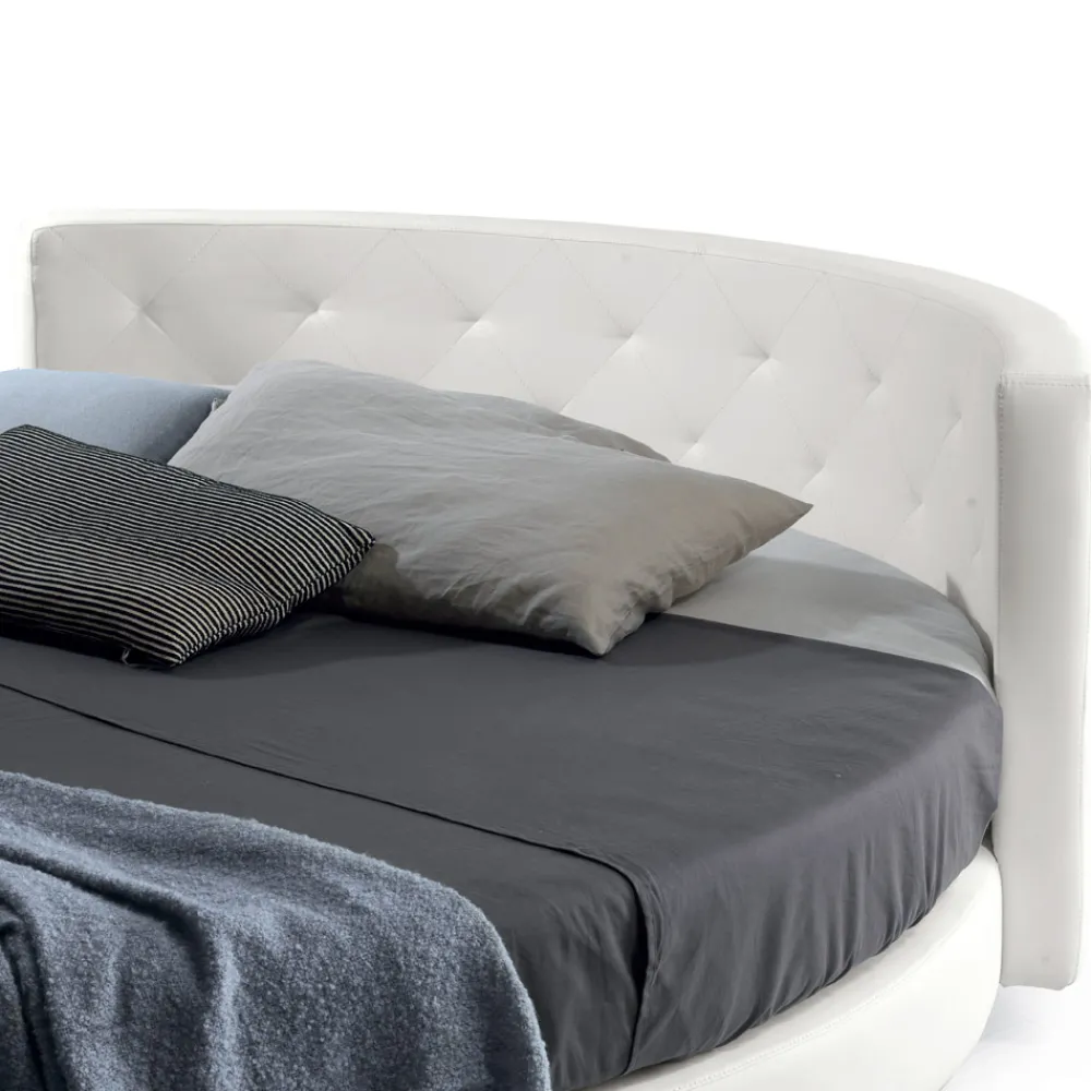 Viadurini Night Design Maßgeschneiderte Möbel|Rundbetten-Rundes Design-Doppelbett mit Kunstleder bezogen - Faenza