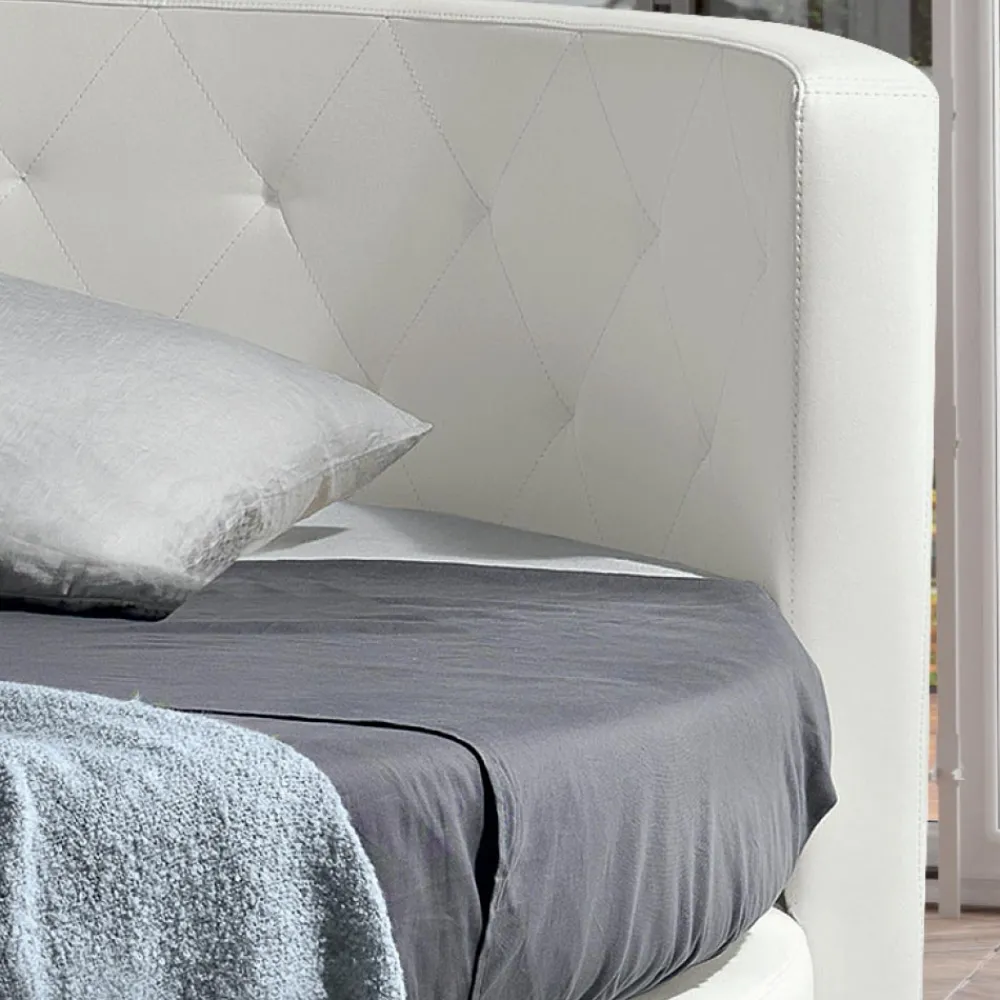 Viadurini Night Design Maßgeschneiderte Möbel|Rundbetten-Rundes Design-Doppelbett mit Kunstleder bezogen - Faenza