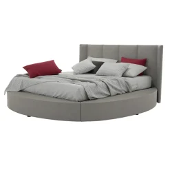 Viadurini Night Design Maßgeschneiderte Möbel|Polsterbetten-Rundes Doppelbett mit Aufbewahrungsbox aus Kunstleder oder Stoff - Romantisch