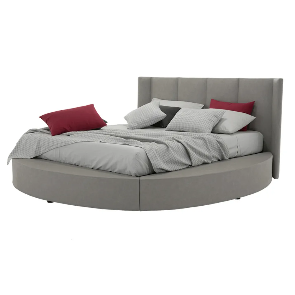 Viadurini Night Design Maßgeschneiderte Möbel|Polsterbetten-Rundes Doppelbett mit Aufbewahrungsbox aus Kunstleder oder Stoff - Romantisch