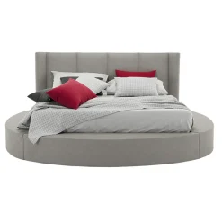 Viadurini Night Design Maßgeschneiderte Möbel|Polsterbetten-Rundes Doppelbett mit Aufbewahrungsbox aus Kunstleder oder Stoff - Romantisch