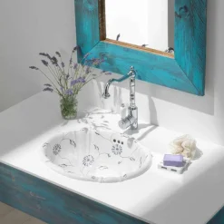 Viadurini Bathroom Keramikwaschbecken-rundes Einbauwaschbecken asu Porzellan klassisch made in Italy, Santiago