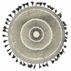 Viadurini Kitchen Amerikanische Tischsets-Rundes Frühstücks-Tischset aus Jute mit schwarzen Fransen 12 Stück - Casside