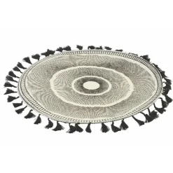 Viadurini Kitchen Amerikanische Tischsets-Rundes Frühstücks-Tischset aus Jute mit schwarzen Fransen 12 Stück - Casside