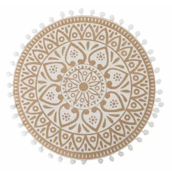 Viadurini Kitchen Amerikanische Tischsets-Rundes Frühstücks-Tischset aus Jute und 3 weißen Dekorationen 12 Stück - Cassiode