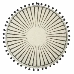 Viadurini Kitchen Amerikanische Tischsets-Rundes Frühstücks-Tischset aus Jute mit schwarzen Pom Poms 12 Stück - Casside