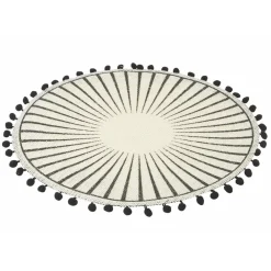 Viadurini Kitchen Amerikanische Tischsets-Rundes Frühstücks-Tischset aus Jute mit schwarzen Pom Poms 12 Stück - Casside