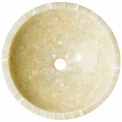 Viadurini Bathroom Steinwaschbecken-Rundes honigfarbes Design-Aufsatzwaschbecken aus Onyx Kilian