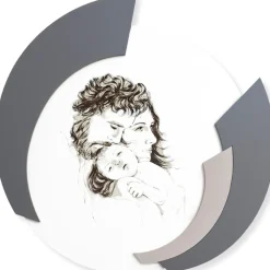 Viadurini Decor Religiöse Bilder-Rundes, mit Laser gefertigtes Bild der Familie Made in Italy - Margherita