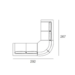 Viadurini Living Moderne Sofas-Rundes 6-Sitzer-Ecksofa aus Stoff Made in Italy - Abudhabi