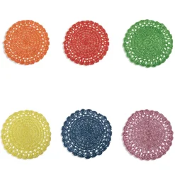 Viadurini Kitchen Amerikanische Tischsets-Rundes Tischset Gehäkeltes Tischset Verschiedene Farben 12 Stück - Punzolo