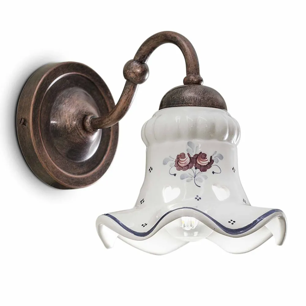 Ferroluce Shabby Chic Wandleuchten-Rustikale Wandlampe aus Keramik Chieti