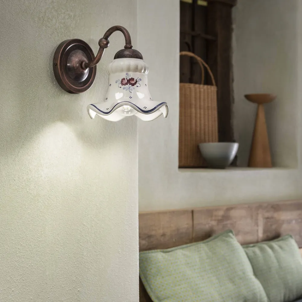 Ferroluce Shabby Chic Wandleuchten-Rustikale Wandlampe aus Keramik Chieti