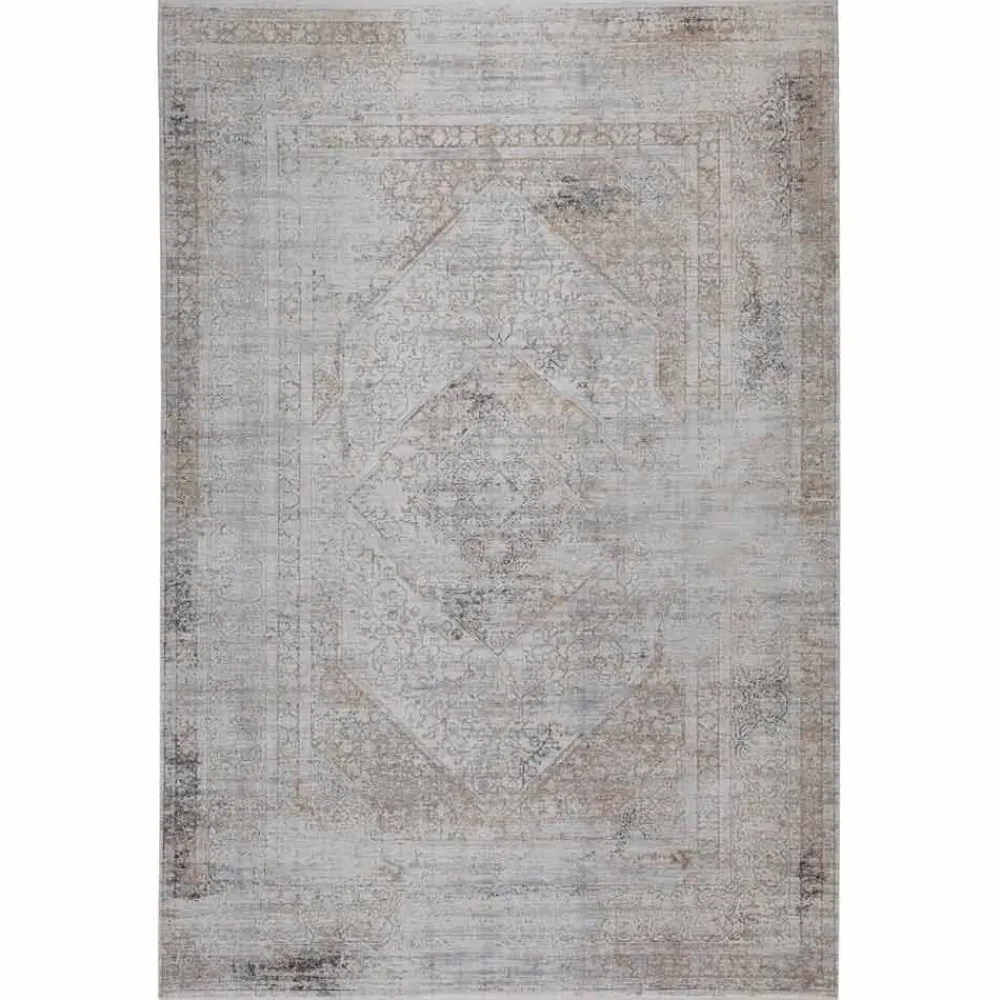 Viadurini Carpets Teppiche-Rutschfester Teppich in Grau-Beige-Akrilic und Viskose mit Zeichnung - Präsident