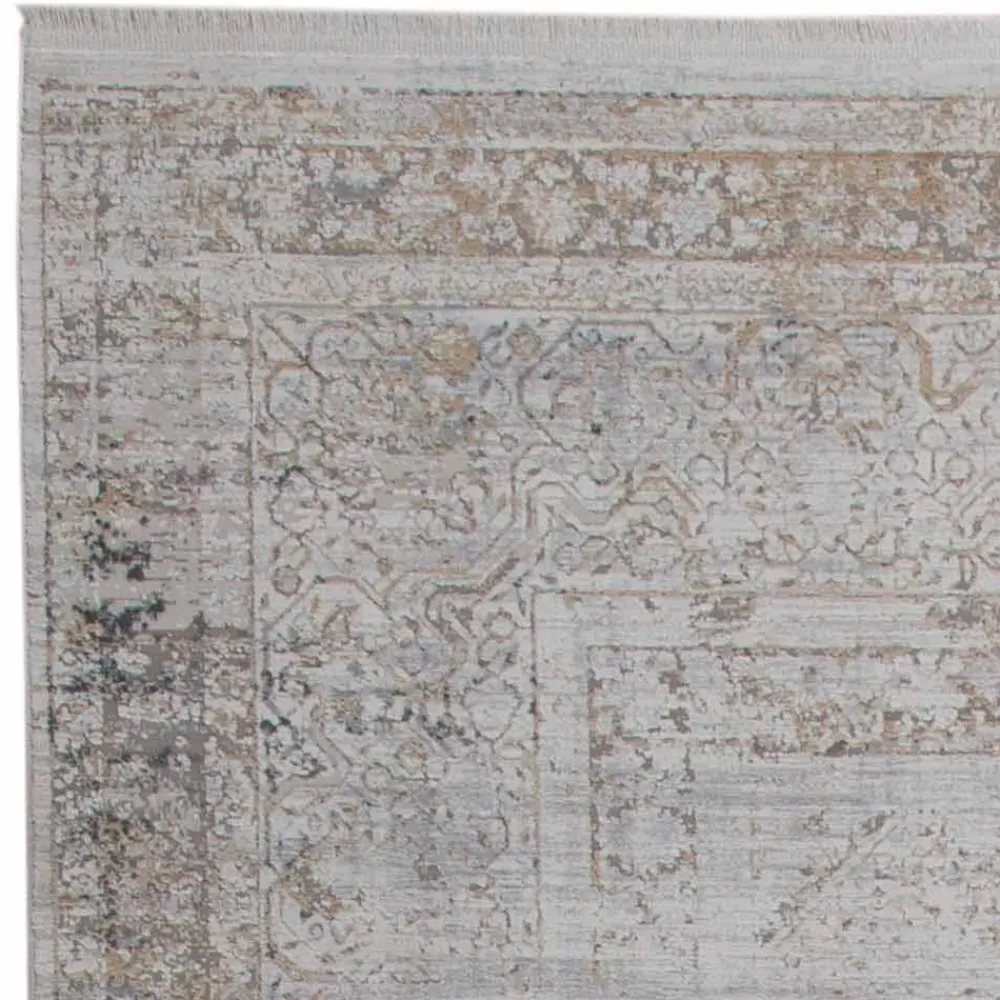 Viadurini Carpets Teppiche-Rutschfester Teppich in Grau-Beige-Akrilic und Viskose mit Zeichnung - Präsident