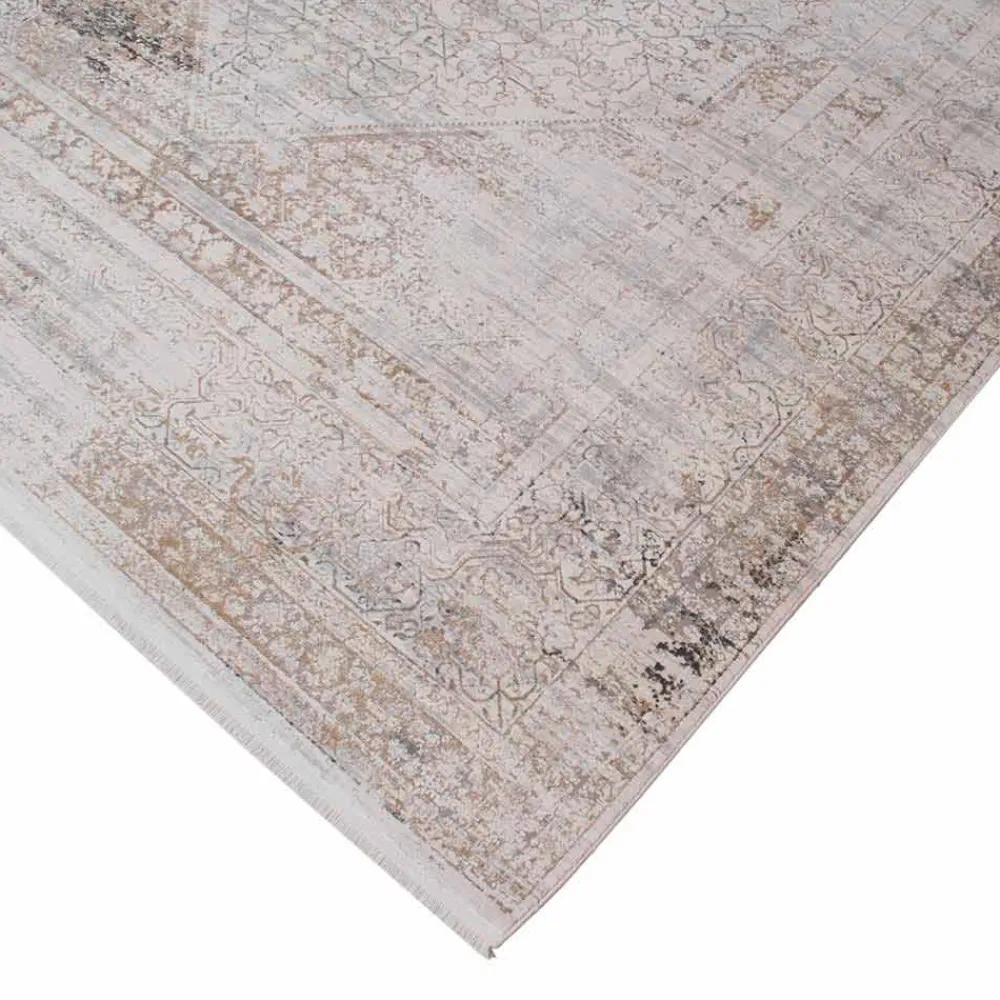 Viadurini Carpets Teppiche-Rutschfester Teppich in Grau-Beige-Akrilic und Viskose mit Zeichnung - Präsident