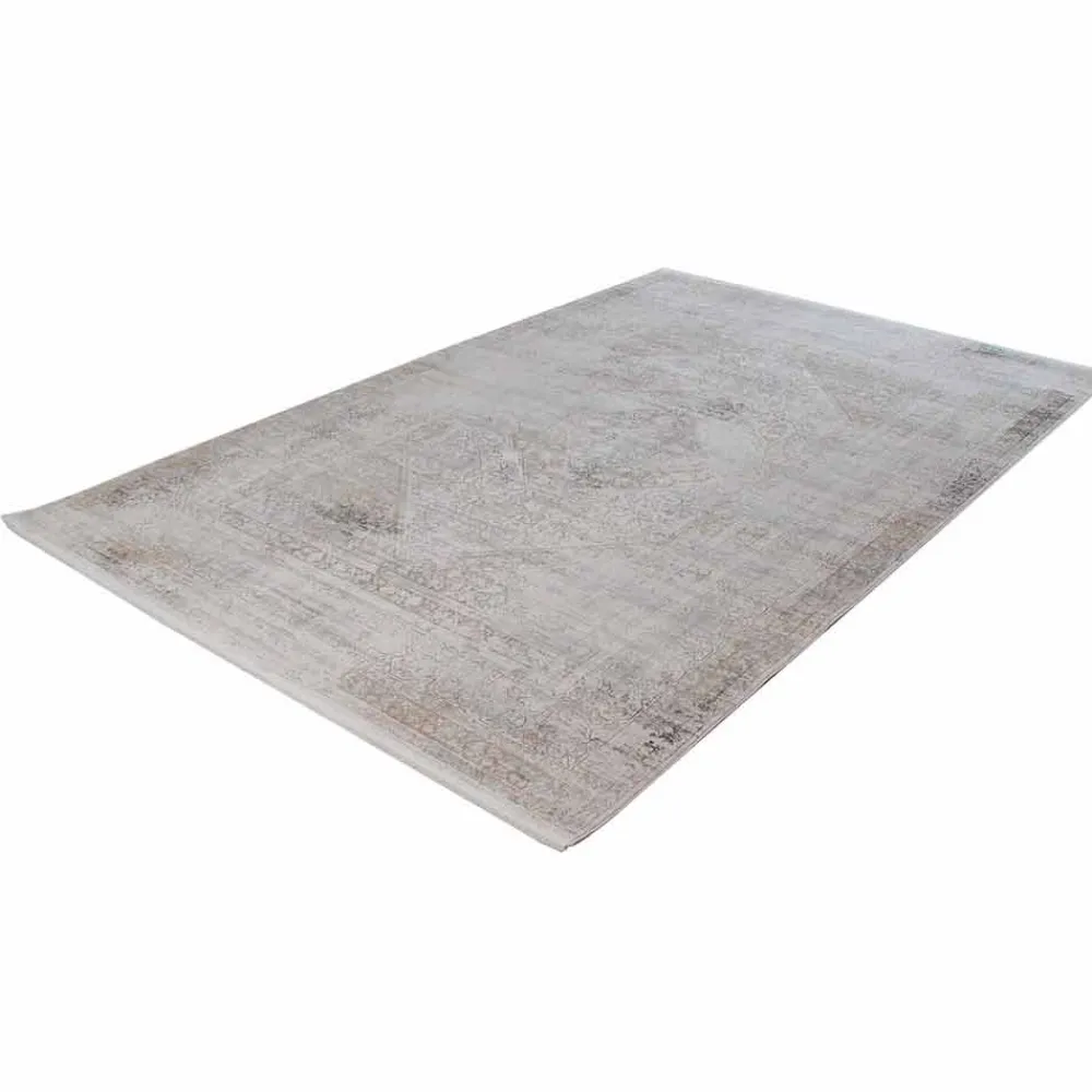 Viadurini Carpets Teppiche-Rutschfester Teppich in Grau-Beige-Akrilic und Viskose mit Zeichnung - Präsident