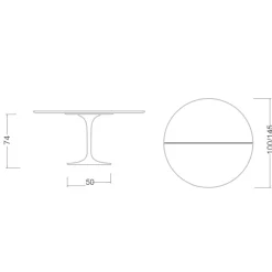 Viadurini Living Tulip Tische|Ausziehbare Esstische-Saarinen Tulip Tisch H 74 ausziehbar aus schwarzem Flüssiglaminat Made in Italy - Scharlachrot