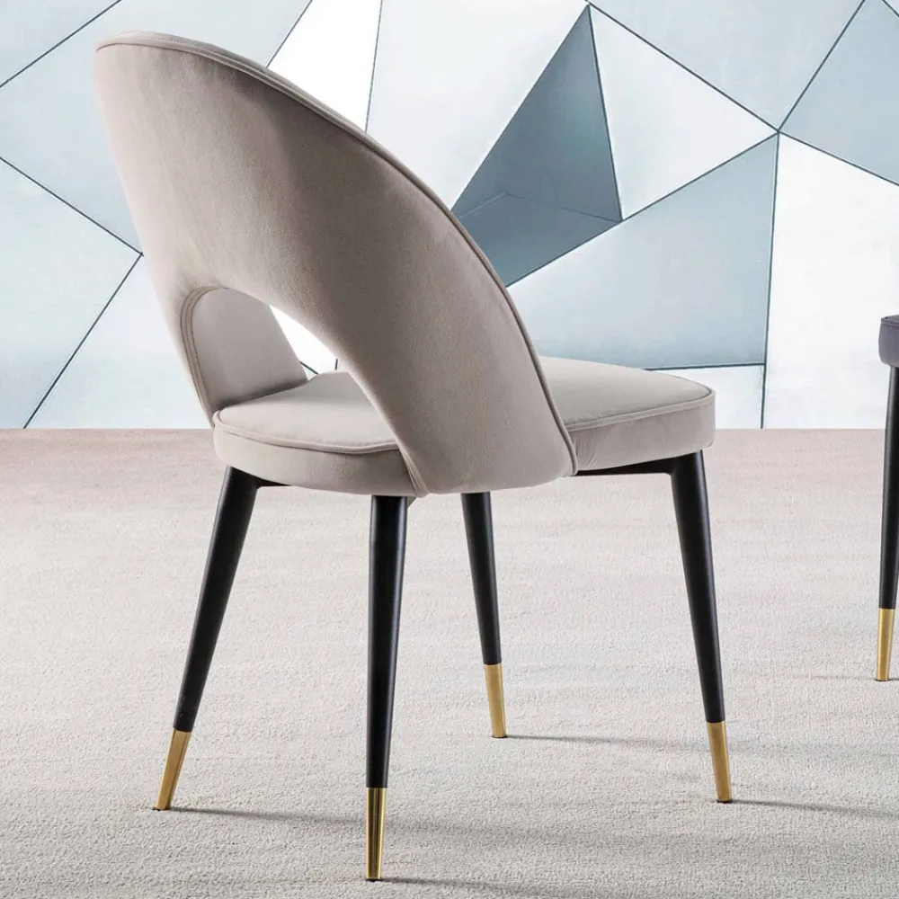 Viadurini Living Moderne Stühle-Samtstuhl mit Beinen aus schwarzem Metall und satiniertem Messing, 4 Stück - Sibea