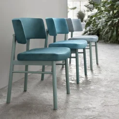 Viadurini Living Moderne Stühle-Samtstuhl mit Sockel aus bemalter Esche Made in Italy, 2 Stück - Alaska