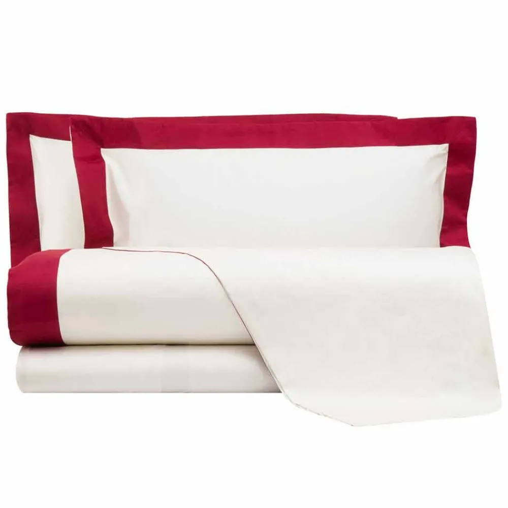 Viadurini Textile Bettlaken-Satin Sheet Set für Doppelbett mit farbigen Kanten - Hyazinthe